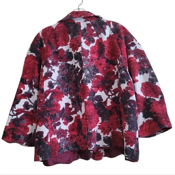 Talbots Red Gray Multicolored 3/4 Sleeve  Jacket Sz Large - Picture 4 of 8